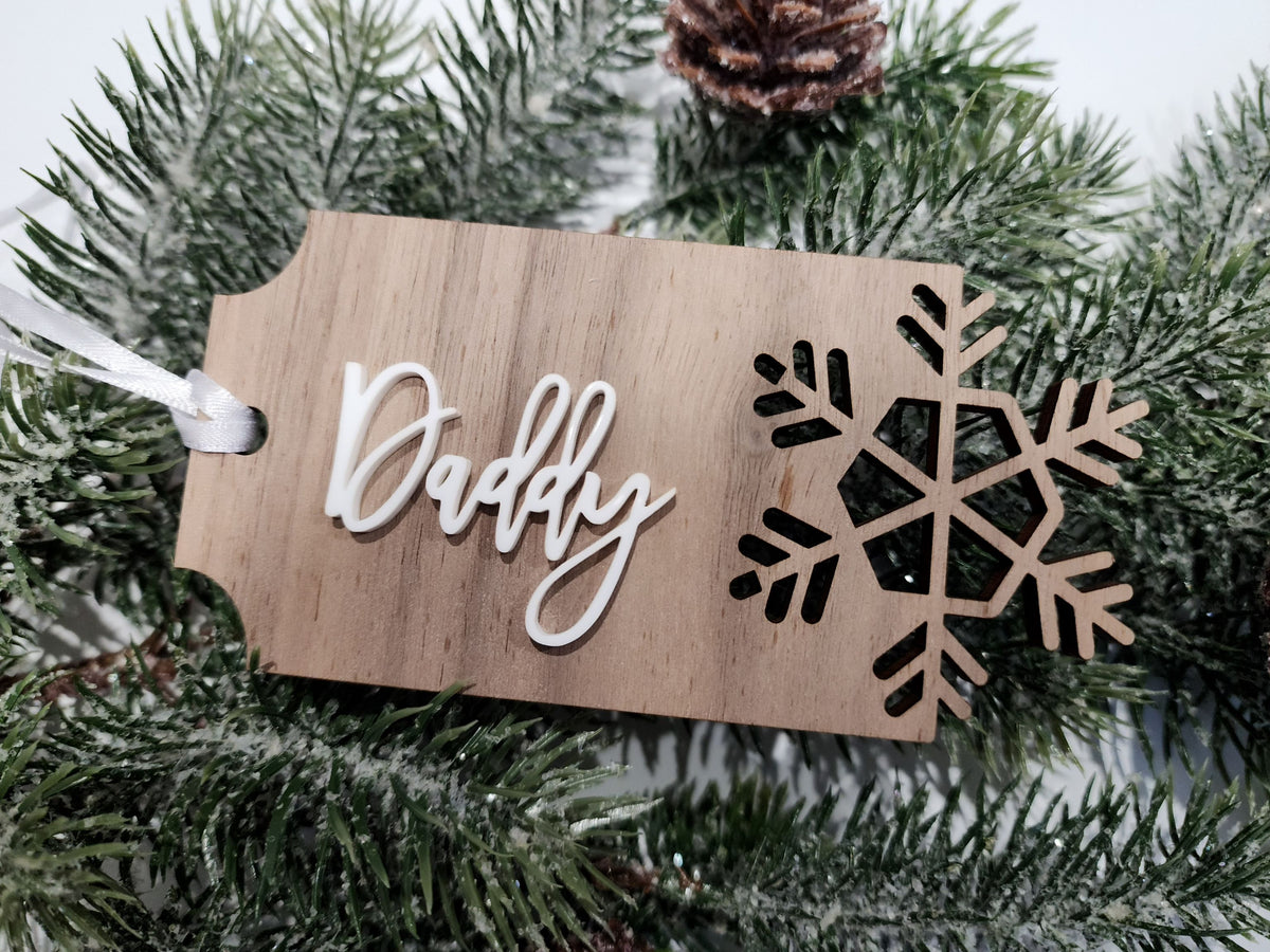 Custom Name Skinny Wood Stocking or Gift Tag Snowflake (Set of 5) - Sunny  and Southern
